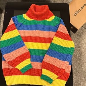 Colorful Striped Turtleneck Sweater